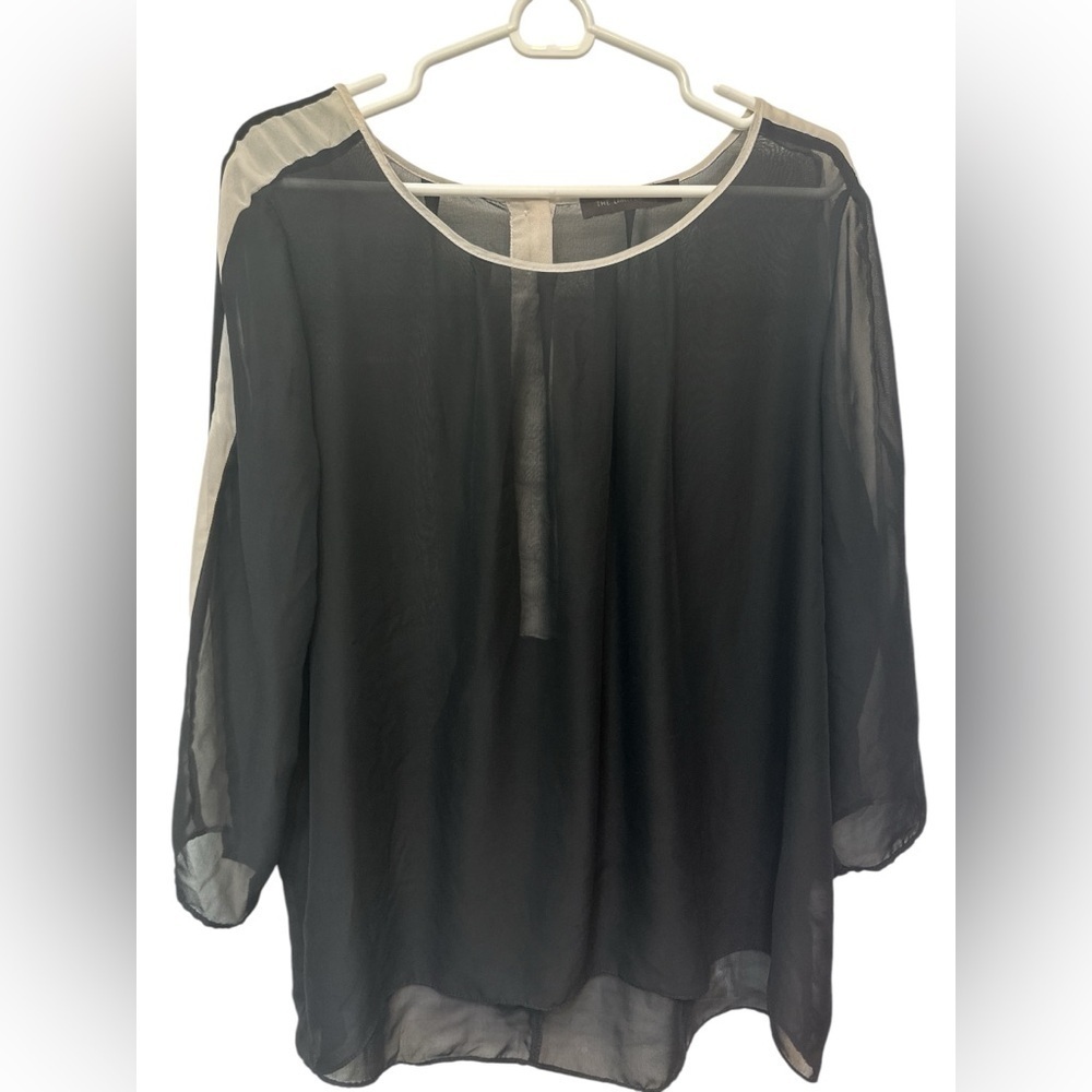 The Limited Black Sheer Women's Top White Panel Detail